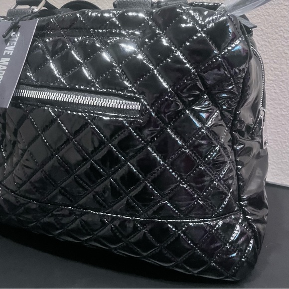 Steve Madden Weekender Black Patent Faux Leather Bag NWT - Picture 4 of 8